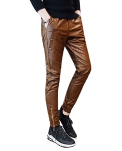 Nouveauté, pantalon en cuir d'agneau pour homme, tendance, cuir de haute qualité avec poches - Product Image 1