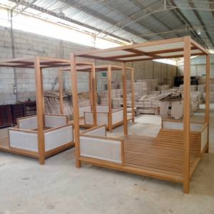 Outdoor Teak Wood Canopy Daybed Modern Poolside Cabana Garden Villa Resort Hotel Waterproof Custom Furniture - Product Image 3