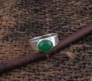 Natural Green <b>Jade</b> Sterling Silver Women's Wedding <b>Ring</b> Classic Bezel Setting Third Party Certified Gift Jewelry - Product Image 3