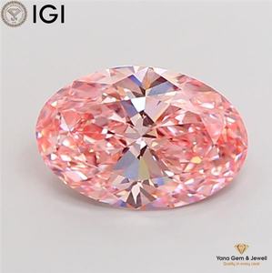 Diamant de laboratoire cultivé CVD de haute qualité, clarté VS1, couleur rose vif fantaisie, 4,00 carats, taille ovale, certifié IGI, pour pendentif personnalisé - Product Image 1
