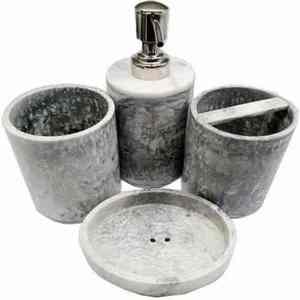 Modern Four-Piece White Polyresin <b>Bathroom</b> <b>Set</b> Easy-to-Clean Home and Hotel <b>Accessories</b> - Product Image 5