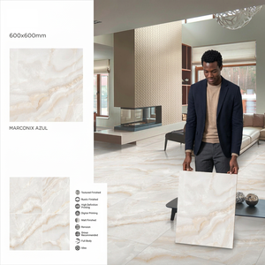 Carreaux de sol en porcelaine rectifiée brillante Vistaar Listello Brown Digital 600x600mm, qualité export, carrelage céramique - Product Image 5