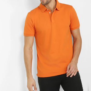 2026 Men's <b>Orange</b> Short Sleeve Knitted <b>Polo</b> Shirt Solid Color Casual Style Regular Fit Button Design Direct Factory - Product Image 2