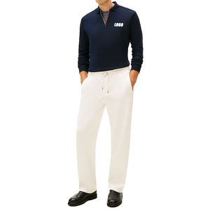 Polo de punto entrelazado con cremallera y logotipo bordado personalizado de primera calidad, corte regular, para hombre, transpirable, de algodón, informal. - Product Image 5