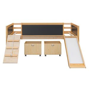 Letto a soppalco singolo con due contenitori in legno naturale per bambini (vecchio SKU LP000075AAM) - Product Image 6