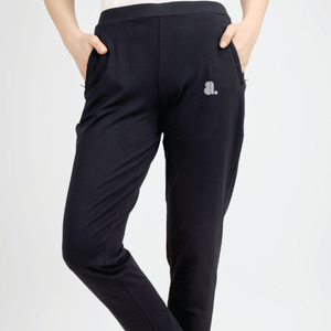 Pantalones Largos de Punto Negro para Mujer, Corte Recto, Logotipo Bordado, Cintura Alta con Cordón, Casuales, Transpirables, Ecológicos, Otoño - Product Image 4