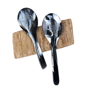 Juego de Cucharas para Servir Ensaladas de Resina Cloudy, Ecológicas, Aptas para Lavavajillas, Utensilios Modernos para Ensaladas, Utensilios de Cocina Hechos en India - Product Image 1