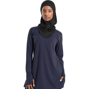 <b>Modest</b> Activewear <b>Set</b> Women Solid Color Islamic Fashion Gym Clothing Quick Dry Lightweight Breathable Spandex/Polyester - Product Image 5