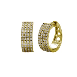 Pendientes de Aro Elegantes de Oro Amarillo de 14K con Baño de Rodio y Diamantes Naturales para Mujer, Corte Brillante, Delicados y Simétricos, para Bodas y Fiestas - Product Image 2