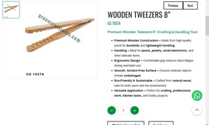 Wooden Tweezers 8 Inch Precision Jewelry Handling <b>Tool</b> Non Scratch Wood Grip Craft Beading Electronics <b>Tool</b> |Item No GS-1557A - Product Image 3