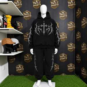 Sweat-shirt pour homme de haute qualité en polyester/coton, à blocs de couleur, brodé, avec poche avant, effet délavé, mode, grande taille - Product Image 5