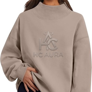 Sweat-shirt streetwear imprimé surdimensionné à col montant, en molleton de coton, coupe ample, décontracté pour l'hiver, personnalisable, avec motif sur le devant, le plus vendu - Product Image 4