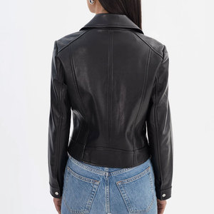 Chaqueta Corta de Cuero para Mujer de la Mejor Calidad, Estilo Motociclista, Ropa de Invierno, Chaquetas de Cuero de Moda, Venta Directa de Fábrica - Product Image 2