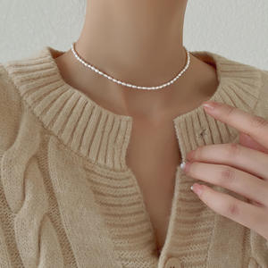 Collier de perles de haute qualité pour bébé, 3-4 mm, en argent S925, avec chaîne simple et fermoir de type 'good young' à faible brillance - Product Image 3