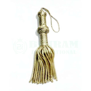 Frange à pompons en fil doré Zari fait main, écologique, pour cérémonies, pompon métallique, cordon de remise de diplôme, pompon de fixation pour toque de doctorat - Product Image 5
