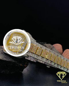 Two Tone Moissanite Diamond Watch 925 Sterling Silver Iced Out Square Dial <b>Wristwatch</b> Gift for Men Women - Product Image 4