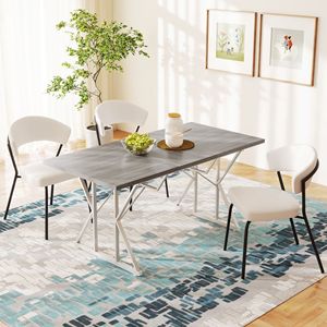 Tavolo da Pranzo Allungabile Stile Rustico 160x120 cm, Robusto ed Espandibile per 4-6 Persone, Grigio, per Cucina e Soggiorno - Product Image 2