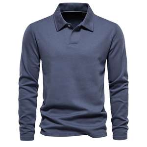 Polo à manches longues en pur coton pour homme 2026 – Collection Printemps-Été – Polo haut de gamme décontracté en coton uni pour homme 2026 - Product Image 1