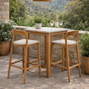 Taburete de Bar Elegante de Madera de Teca Sólida y Duradera, Estilo Escandinavo, Respaldo Curvo Japra, para Hogar, Bar o Restaurante Comercial - Product Image 4