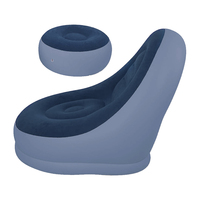 Canapé gonflable en PVC ISO9001 avec repose-pieds, chaise longue gonflable pour salon, ensemble de canapé gonflable floqué, mobilier