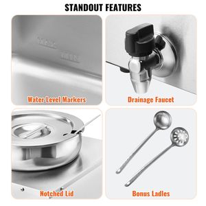 Scaldavivande Elettrico Commerciale con Quattro Pentole in Acciaio Inox da 7,4QT, Regolazione Temperatura 86-185°F, Attrezzatura per Mantenimento Calore - Product Image 6