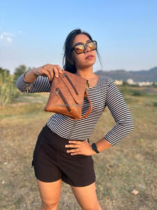 Bolso de mano de cuero auténtico de grano completo hecho a mano para mujer, bolso de hombro cruzado de uso de oficina de cuero Vintage auténtico - Product Image 2