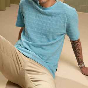 Trendy <b>Waffle</b> Knit Textured Heavyweight Oversized T <b>Shirt</b> Streetwear Custom Logo Breathable Quick Dry - Product Image 5