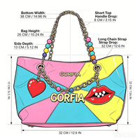 Bolso de mano de lujo de diseñador GORFIA, bolso de mano de retazos vibrante a la moda con abalorios decorativos de labios de dólar para mujer, moda a juego