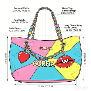 <span class=keywords><strong>Sac</strong></span> à main de luxe de créateur GORFIA Trendy Vibrant Patchwork Tote Bag With Decorative Dollar Lip Charms for Womens Fashion Matching - Product Image 2