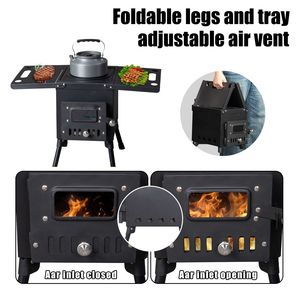 Caminetto portatile in ferro nero per la sopravvivenza invernale all'aperto camino pieghevole per la cottura della tenda di riscaldamento per il campeggio - Product Image 3