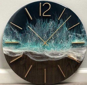 Best Quality Handcrafted Wooden Resin Double Face Quartz Movement <b>Battery</b> Powered Wall <b>Clock</b> Night Light Customizable - Product Image 4
