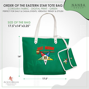 Bolso Tote Impermeable de Poliéster Codura Personalizado Green Eastern Star (OES) para Ex-Maternas, con Cierre de Cremallera y Bordado, para Todas las Estaciones - Product Image 5