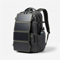 Sac à dos solaire à grande capacité avec cadre interne et fermeture éclair, panneau solaire pliable pour la randonnée, le camping et les voyages en extérieur