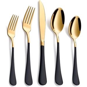 Ensemble de fourchettes à fruits en acier inoxydable plaqué or pour mariage, avec manche épais et design plat, vente en gros directe usine - Product Image 6