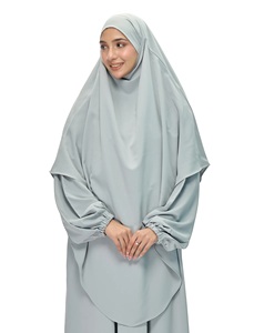<b>Loose</b> Fit Soft High Neck Women Modest Floor Length Abaya Hooded Khimar Lightweight Chiffon Solid Color Middle East Prayer Wear - Product Image 4