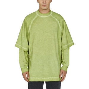 Custom <b>Long</b> Sleeve <b>T</b> <b>Shirt</b> Double Layer Vintage Washed Oversized Heavyweight Cotton Mens Streetwear <b>Long</b> Sleeve <b>T</b> <b>Shirt</b> - Product Image 1