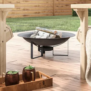 Brasero autoportant en fer pour bois de chauffage, chauffage extérieur, en métal thermolaqué, style bol, brûleur de jardin - Product Image 3