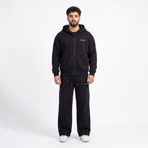 Custom Heavyweight Reversible Zip-Up Winter Streetwear Tracksuit Men 100% Cotton Fleece Hoodie Jogger Set Elastic Waist Private - Product Image 1