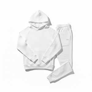 Conjunto Deportivo Personalizado con Logotipo, Sudadera con Capucha y Pantalones Jogger de Felpa de Algodón Grueso, Color Blanco, para Hombre y Mujer, Unisex - Product Image 1