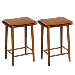 Set of 2 25.5 Inch Barstools with Comfortable Cushion and <b>Footrest</b> for Home or Commercial Use - Product Image 1
