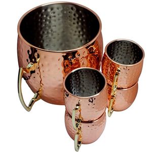 Hammered copper mug set mountain refuge drink cups reusable premium beverage serving mugs durable finish - Product Image 5