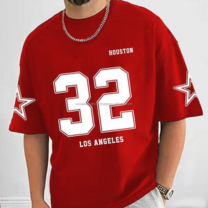 Camiseta Personalizada con Logotipo, Estilo Retro Urbano para Hombre, Hombros Caídos, Vintage, de Carreras, Tejida, de Algodón Orgánico, con Gráfico de Letras - Product Image 3