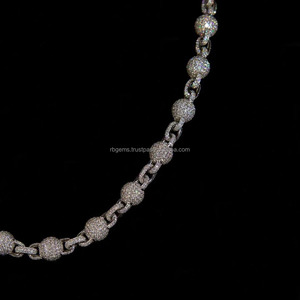 Collar de Plata S925 con Cadena de Cuerda y Diseño de Bola Personalizado con Moissanita, Joyería Moderna Hip Hop para Mujer, Certificado IGI, Regalo Ideal - Product Image 3