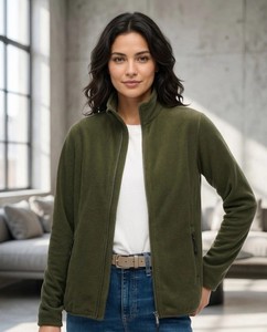 Veste en polaire unie pour femme, manches longues, col montant, fermeture éclair, pour l'automne et l'hiver - Product Image 2