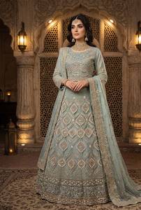 Mint Green Embroidered Lehenga Choli Floor Length Traditional <b>Wedding</b> <b>Dress</b> For Women Indian Pakistani Bridal Wear 2026 - Product Image 5