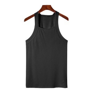<b>Men's</b> Fashion Sleeveless Square Neck <b>Ribbed</b> <b>Vest</b> <b>Men's</b> Gym Bodybuilding Stringer Tank Top - Product Image 4