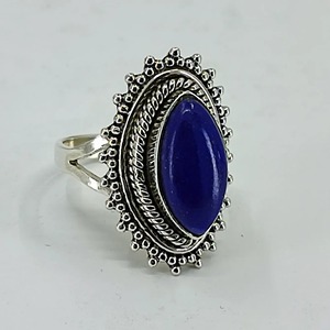 <b>Lapis</b> <b>Lazuli</b> <b>Ring</b> 925 Sterling Silver Handmade Boho Statement Promise Jewelry for Women Natural Marquise Shape Gemstone Jewelry - Product Image 2