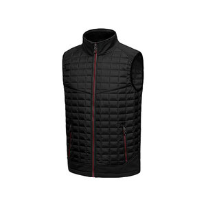 <b>Men's</b> <b>Black</b> Quilted Puffer <b>Vest</b> Stand Collar Zipper Closure Windproof Casual Winter Outerwear - Product Image 1