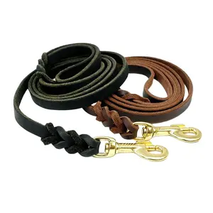 Genuine Leather Soft Dog Leash Long Black Brown Grey pet supplies dog harness dog collar leash walking lead pet leashes supply