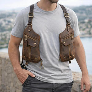 VIBE SEWN Premium Quality Genuine Leather <b>Harness</b> Shoulder Holster Crossbody Bag 25L Waterproof Durable Construction Elegant - Product Image 1